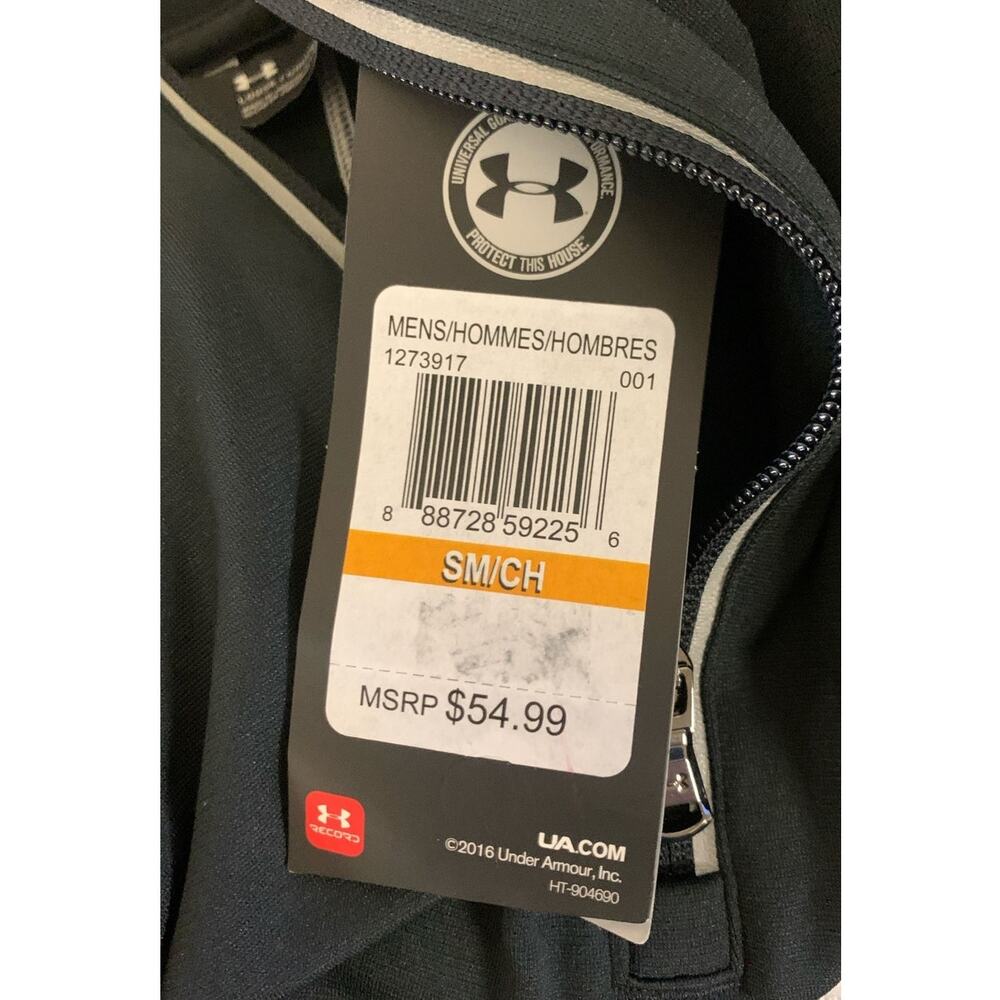 Under Armour Men's SMALL Qualifier Quarter Zip Pullover, Black / White - Picture 5 of 6